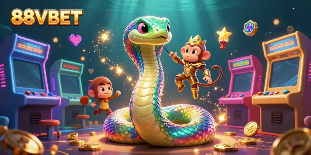 Engage with thrilling games and lucky jackpots at 88VBET's colorful casino illustration