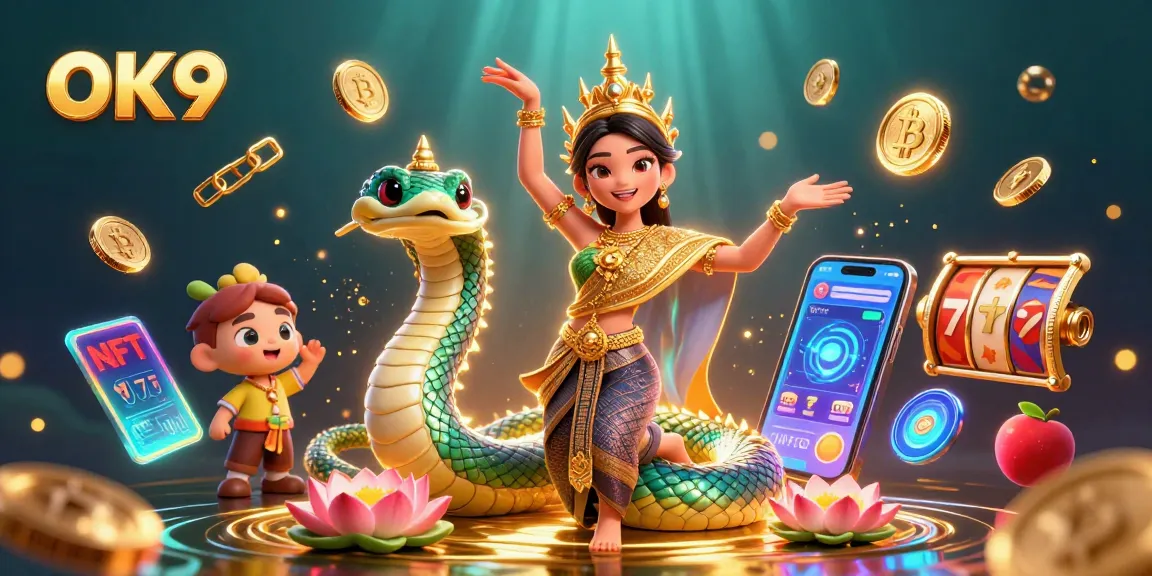 Kickstart your gaming journey at OK9 with a vibrant illustration of dynamic slots action.