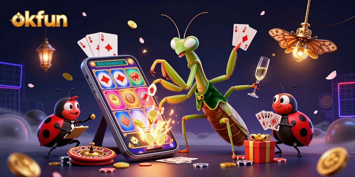 Experience the excitement of okfun with vibrant slot games, cheerful characters, and dynamic gambling elements.