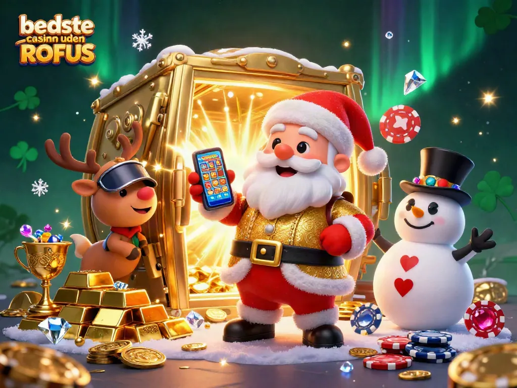 Experience the excitement of bedste casino uden ROFUS with Santa and his friends in a vibrant casino scene.