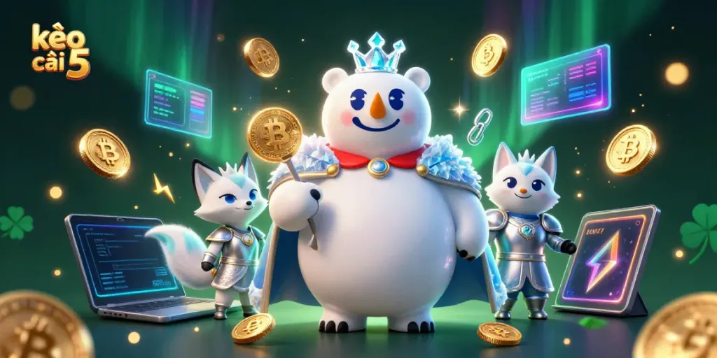 Watch kèo nhà cái 5 updates in an energetic 3D casino scene full of vibrant elements and characters.