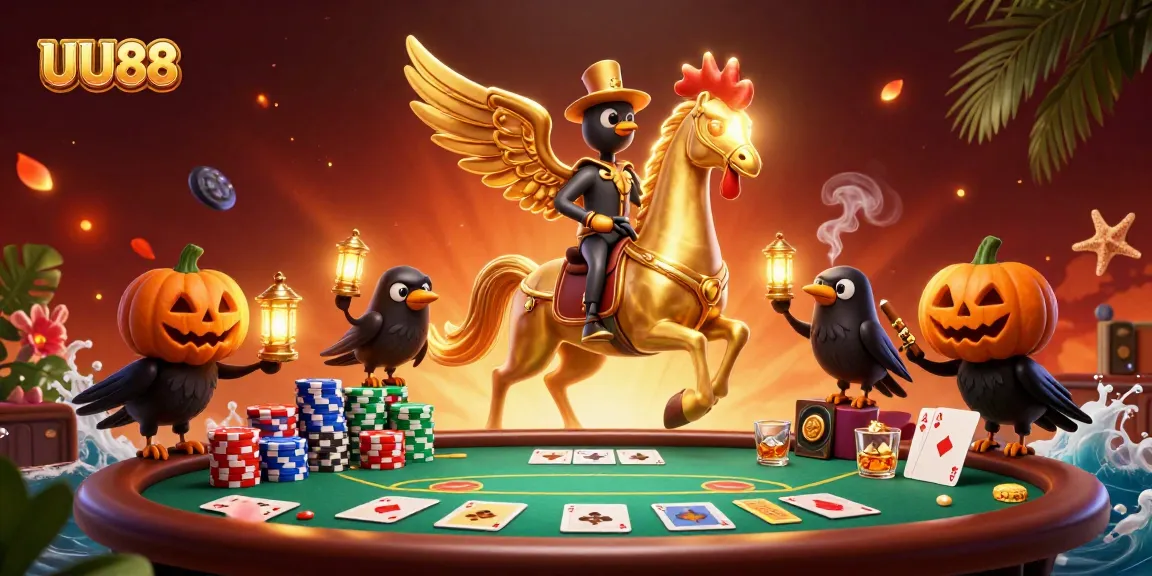 Experience thrilling poker action with UU88's vibrant casino scene featuring engaging characters.