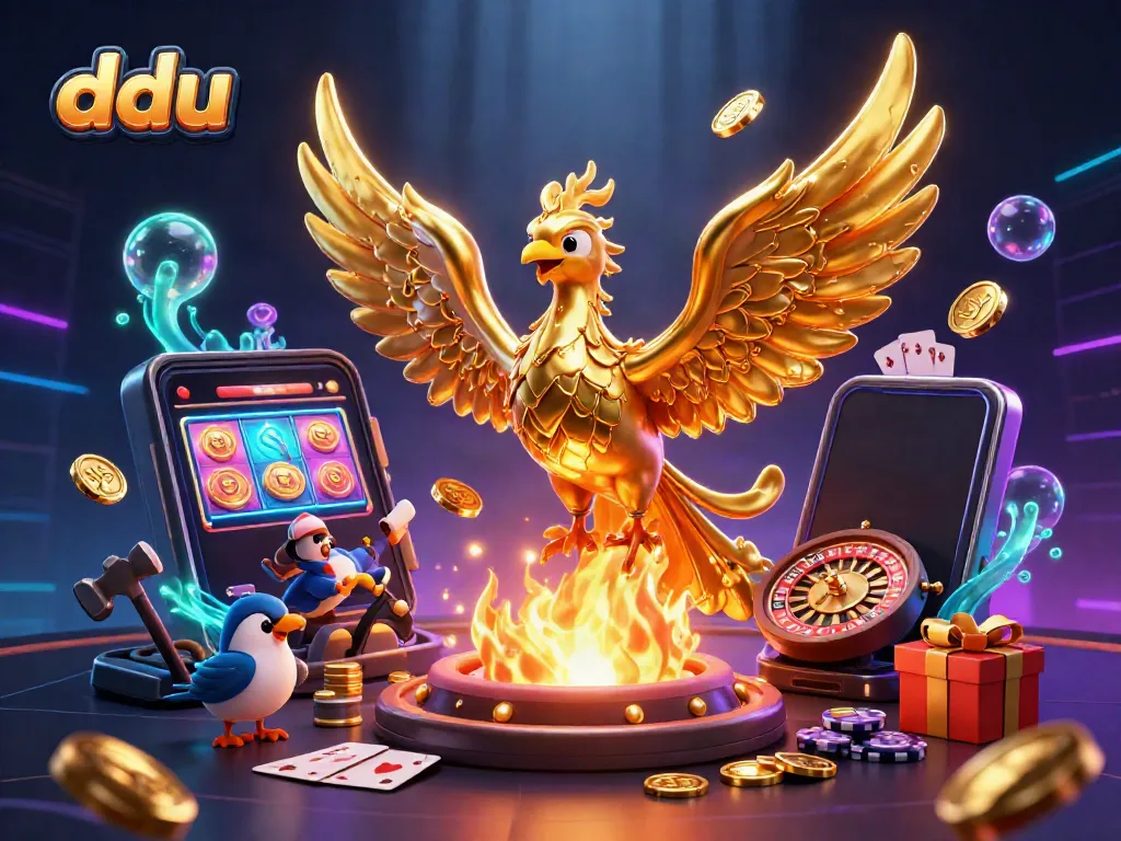 Experience the vibrant energy of dduu with a golden phoenix and dynamic casino elements.