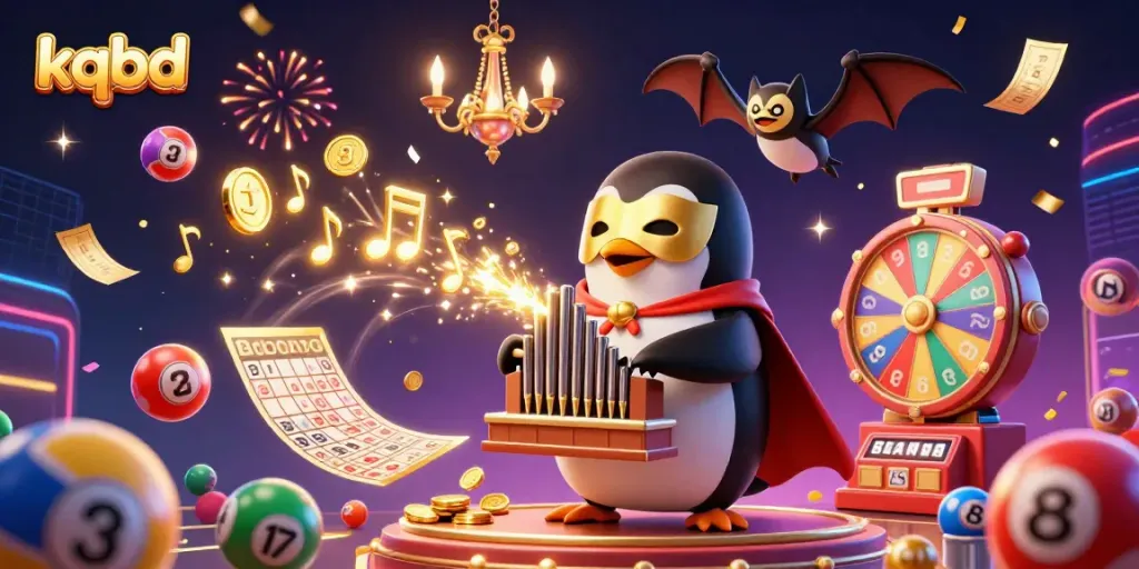 Engage with kqbd and experience thrilling moments as colorful lottery balls burst through a festive scene.