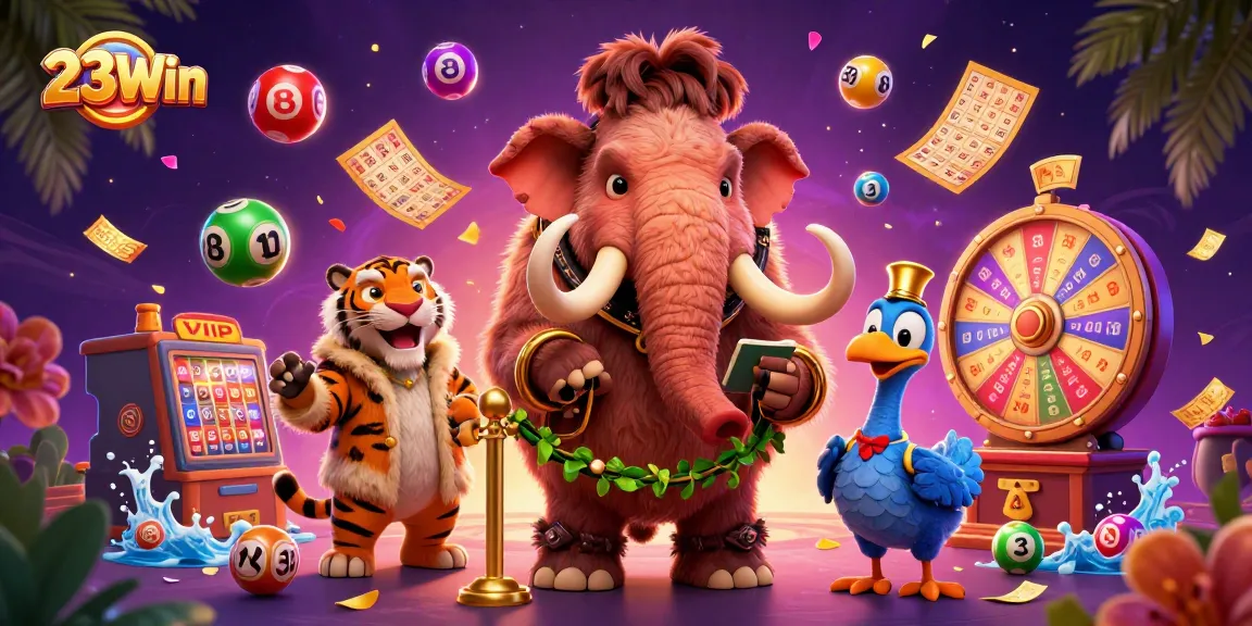Engage in thrilling gaming adventures at 23Win featuring vibrant lottery balls and colorful casino elements.