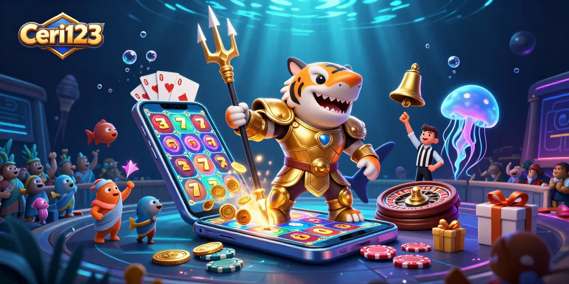 Ceri123's vibrant underwater slot game scene showcases thrilling spins and exciting wins.