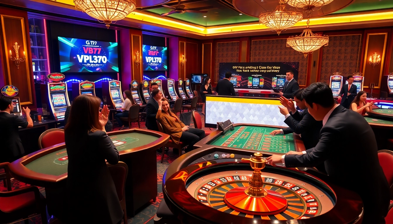 Excited players engage with high-stakes games at Gà VB79, enjoying a luxurious gambling experience.