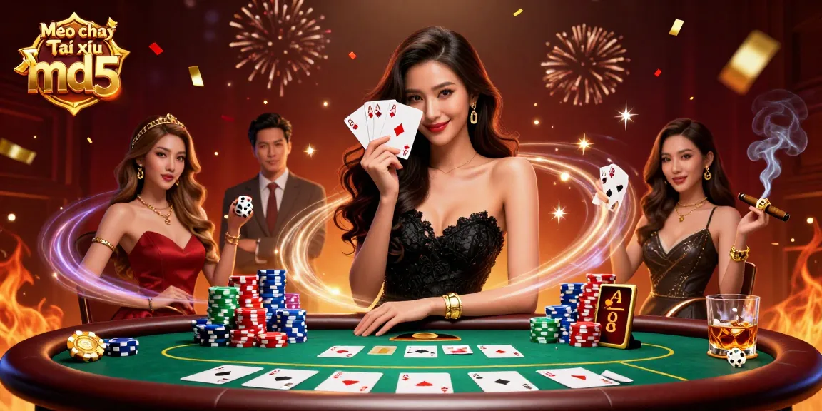Experience Mẹo chơi Tài xỉu md5 with strategic insights and winning strategies around a dynamic casino scene.