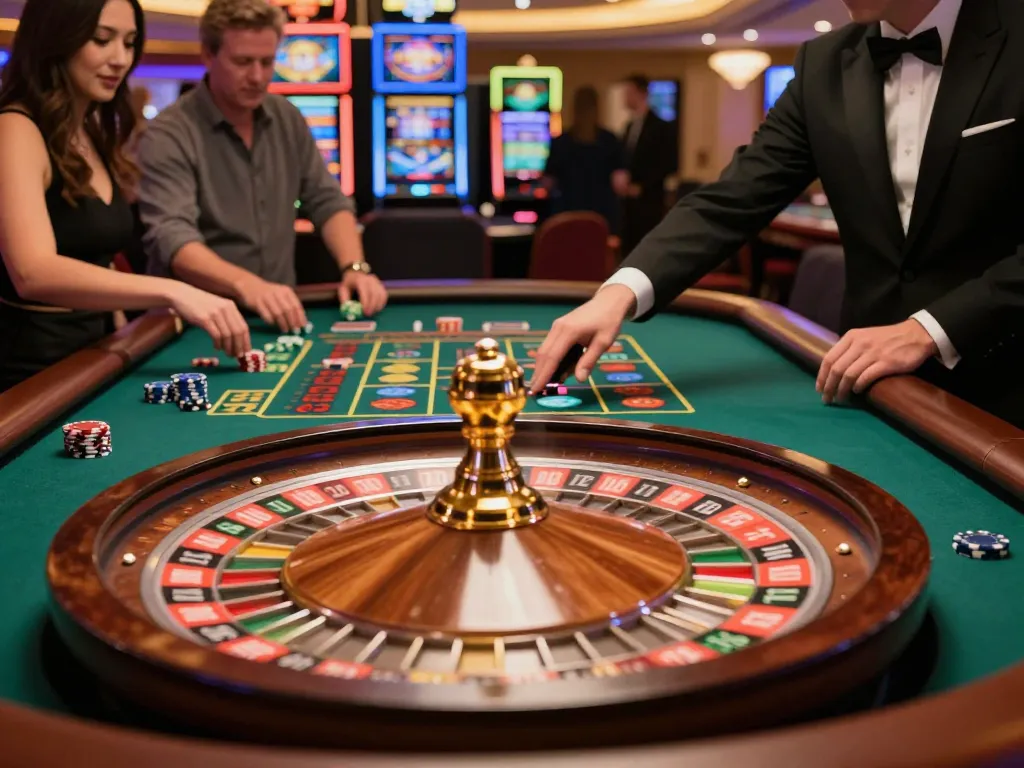 Players engaging in an exciting roulette game at du88 casino with colorful chips and bets