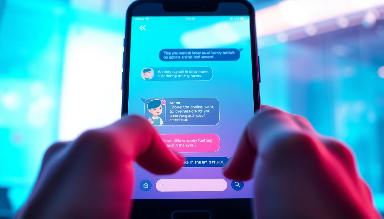 Engaging smartphone AI chat interface displaying crush on ai interactions with animated characters.