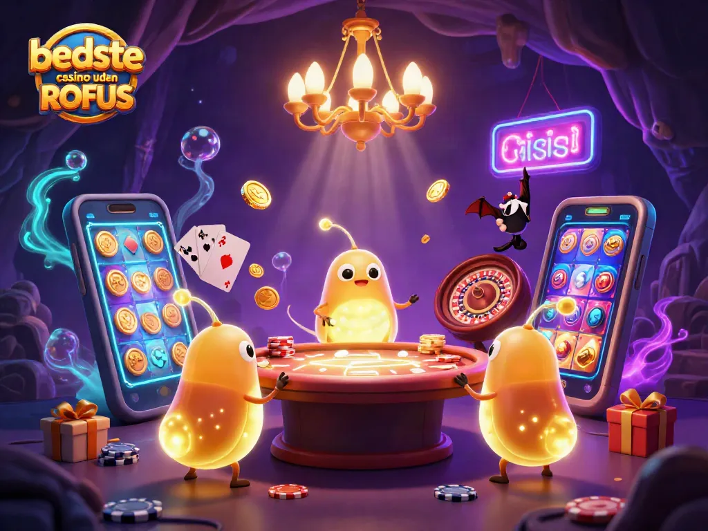 Engage in thrilling gameplay at bedste casino uden ROFUS with vibrant glowworms lighting the scene.