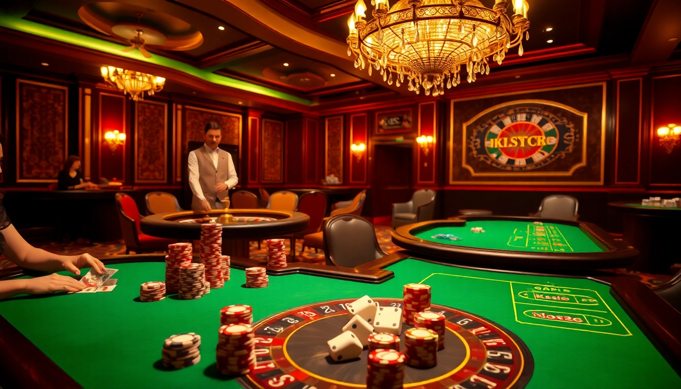Experience the thrill at Nhà cái uy tín with players enjoying poker in a luxurious casino environment.