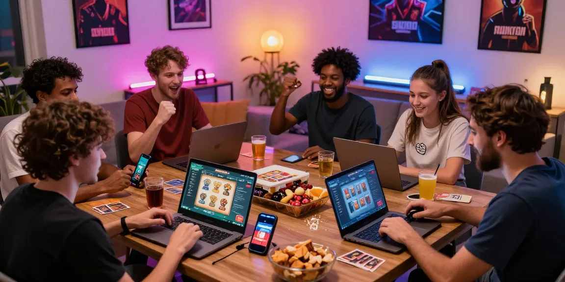 Players excitedly engage while they play Sunwin in a vibrant living room, showcasing camaraderie and gaming fun.