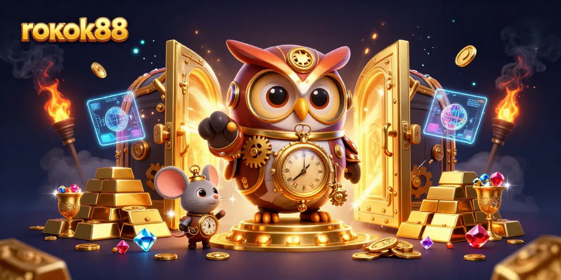 Experience thrilling gameplay at rokok88 with steampunk owls and dazzling casino treasures.