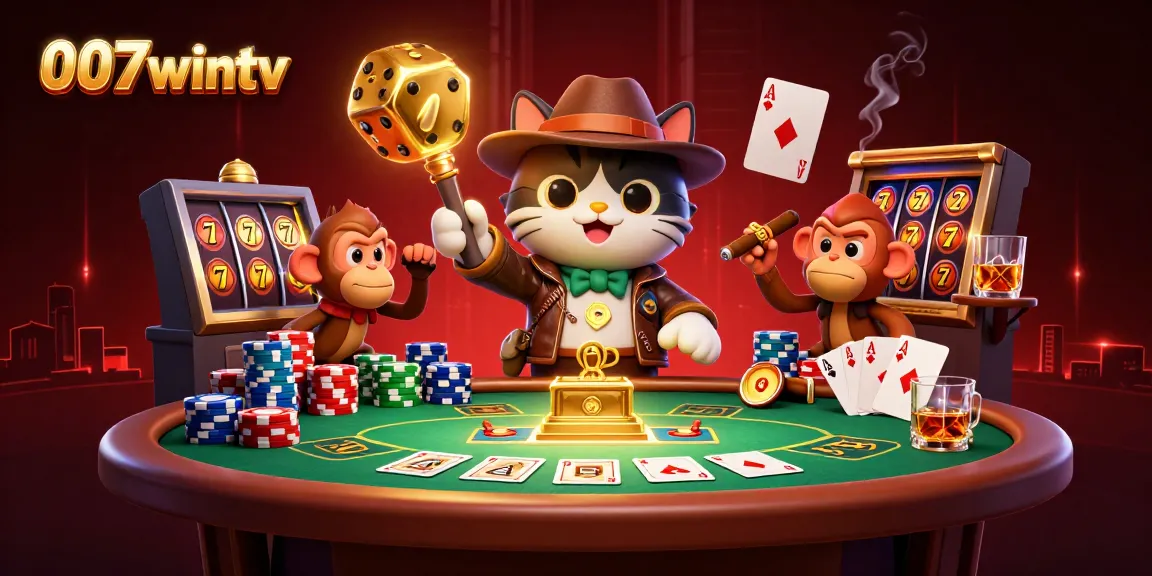 Experience thrilling action with 007wintv, where an adventurous cat finds treasures in a vibrant casino.