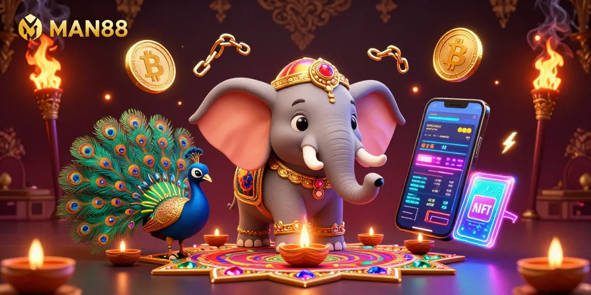 Engage with MAN88's top-tier gaming experience featuring colorful casino elements.