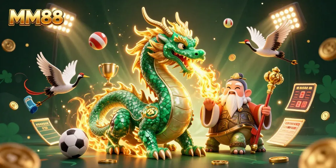 Experience vibrant gaming action at MM88 with the emerald dragon and lucky cranes.