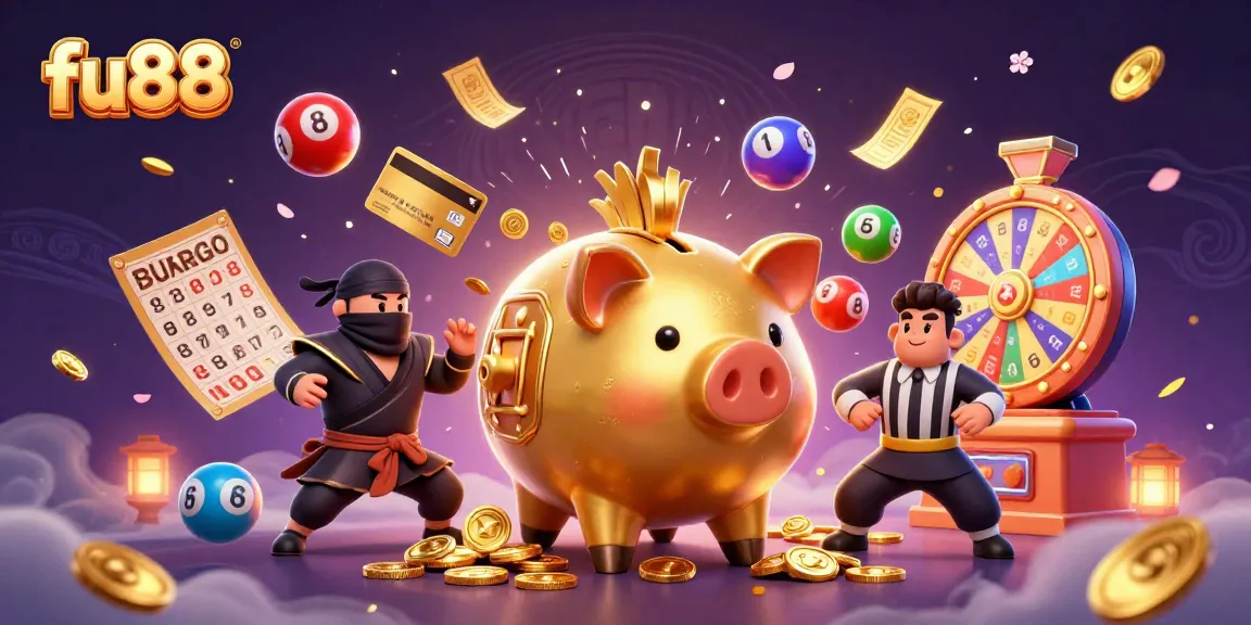 Watch the golden piggy bank sumo wrestler at fu88 ground-stomp, showering coins and lottery balls.