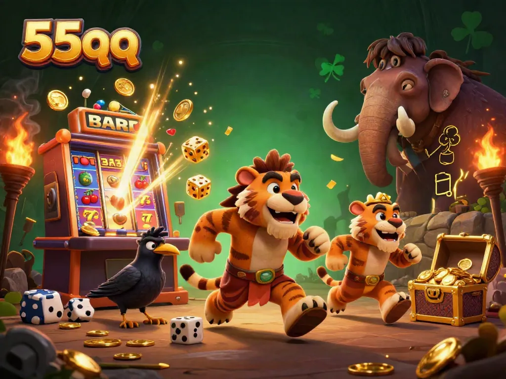 Experience the thrilling 55qq prehistoric casino with dynamic characters and exciting game elements.