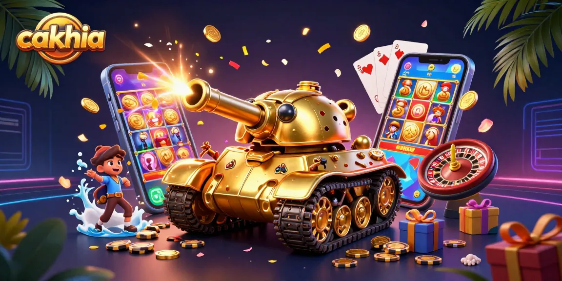 Cakhia provides a thrilling online gambling experience featuring a dynamic casino scene with a golden beetle tank showcasing vibrant games.