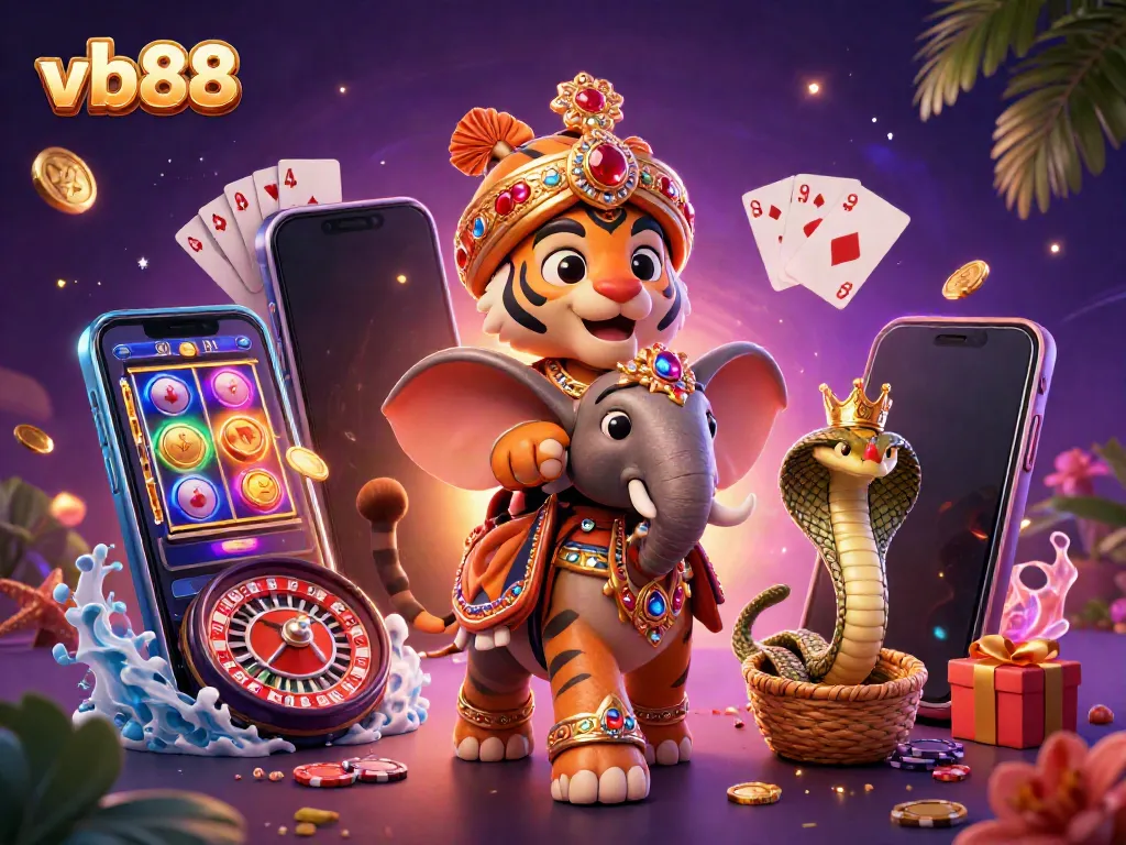 Experience thrilling gameplay with vb88 featuring a gem-encrusted elephant and exciting slot visuals.