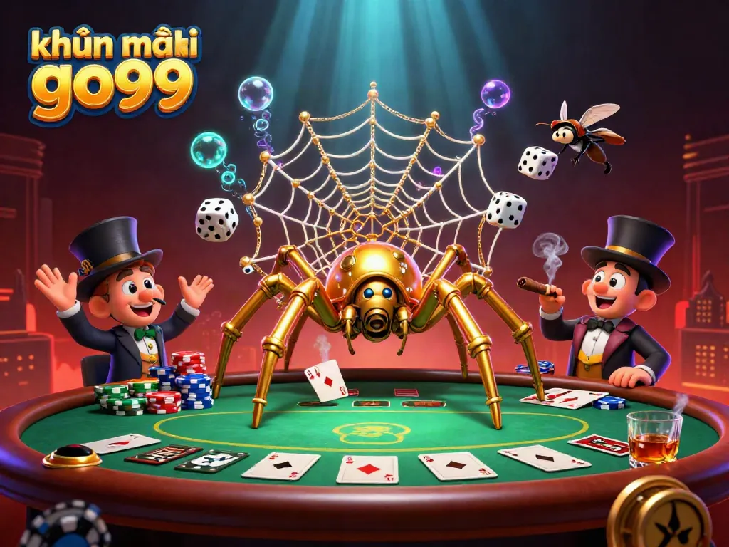 Experience exciting khuyến mãi go99 at an immersive 3D casino scene with colorful poker elements.