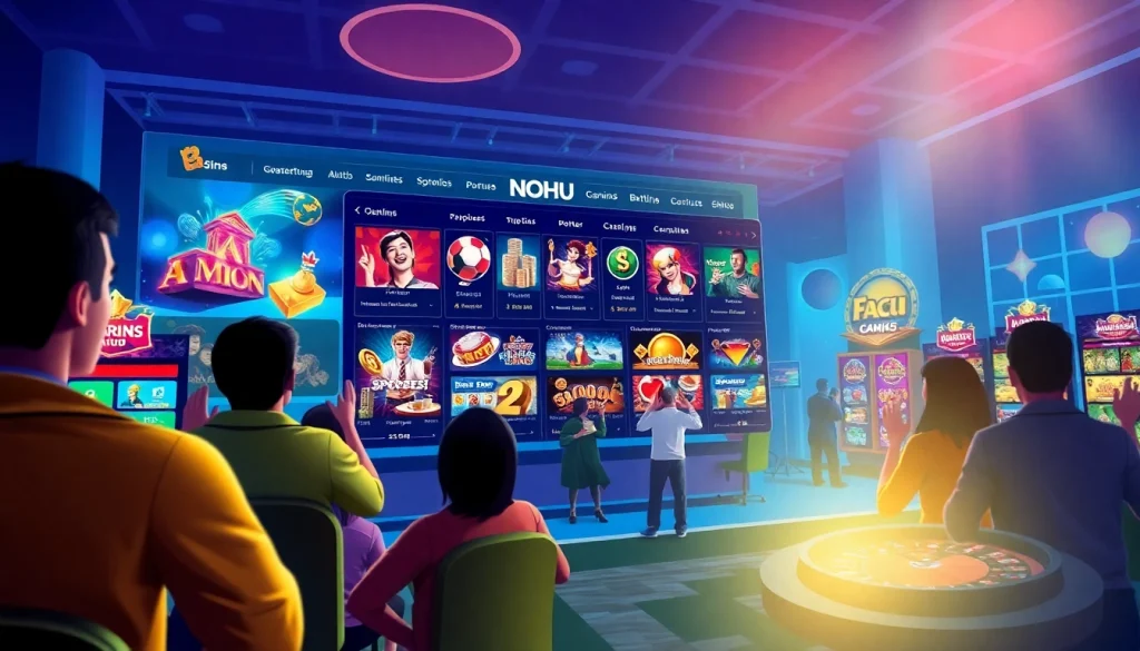 NOHU online gaming platform showcasing diverse games and player excitement.