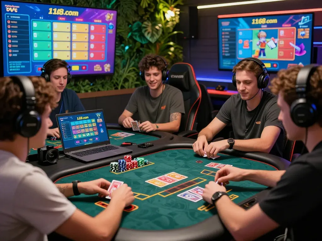 Interactive online gaming experience at f168.com with diverse players enjoying vibrant casino games.