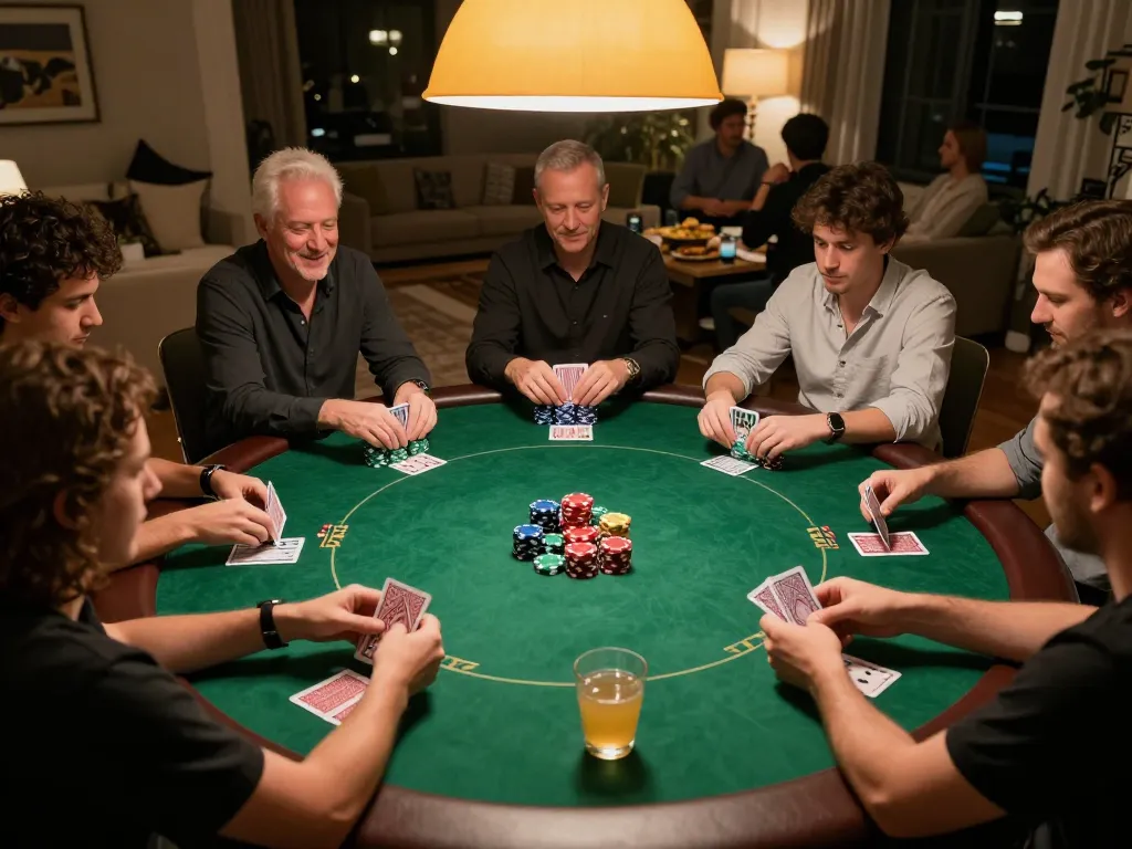 Engaging poker gameplay at home while registering for sp8bet, highlighting the social atmosphere and game strategies.