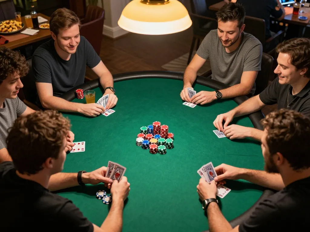 Link vào Hitclub poker game with friends, showcasing vibrant chips and engaged players.