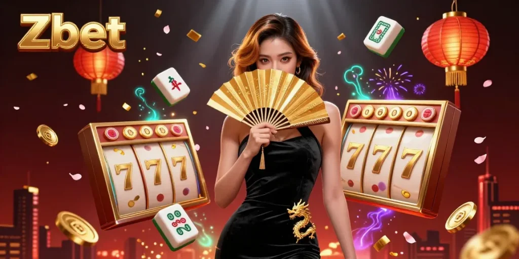 Zbet spins the reels with stunning graphics in this vibrant casino illustration.