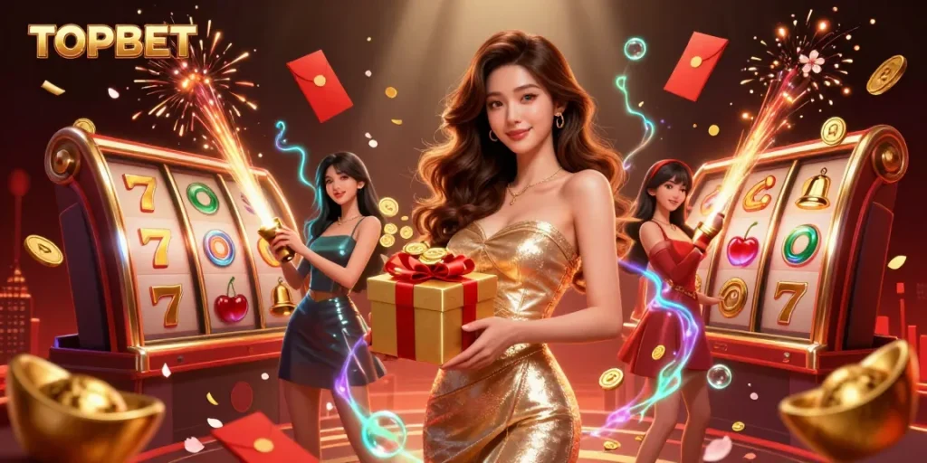 Spin the slot reels at TOPBET with festive Lunar New Year theme and stunning visuals.