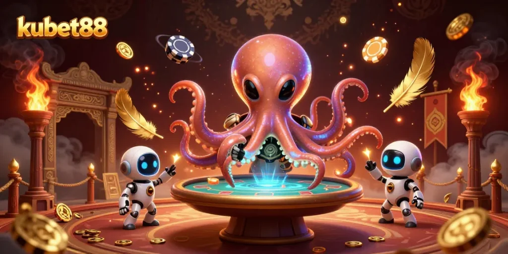 Experience kubet88's thrilling alien poker game with vibrant visuals and action-packed details.