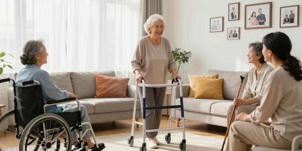 Buy nobility aids for seniors in a warm home setting showcasing confidence and support.