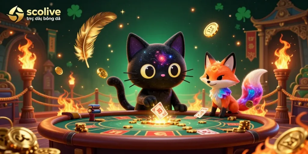 Experience socolive trực tiếp bóng đá with dynamic cosmic casino elements and vibrant 3D characters.