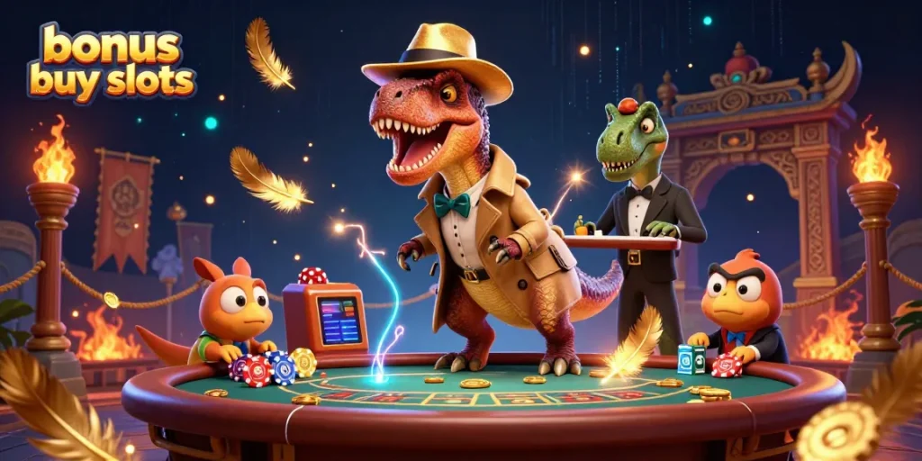 Experience the thrill of bonus buy slots with dynamic casino action and engaging characters.