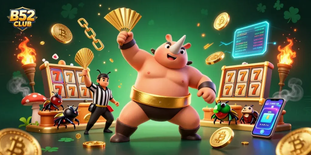 Engage in thrilling gameplay at B52CLUB with the exciting slot reels and dynamic characters.