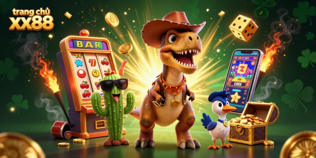 Experience thrilling action at trang chủ xx88 with a jackpot explosion scene featuring dynamic characters and vibrant casino elements.