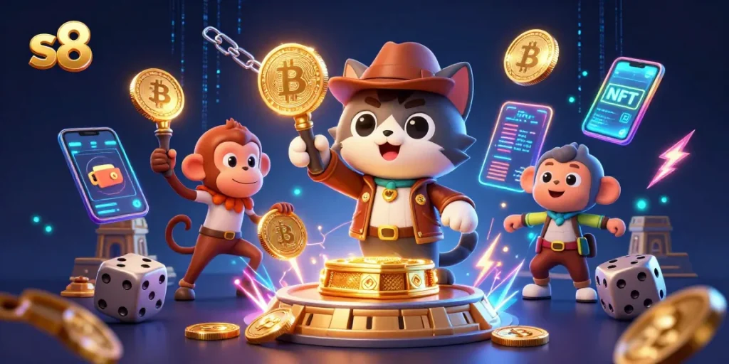 Join the exciting action with S8 as the cat archaeologist uncovers treasures in a vibrant casino.